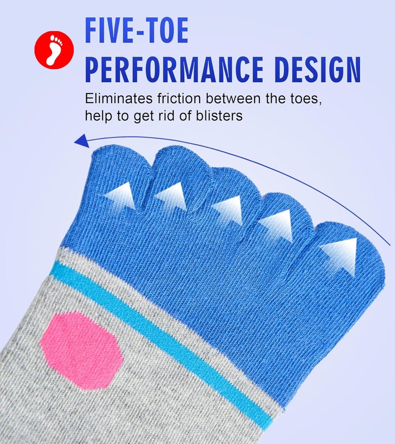 Fasot Women Toe Socks 5 Finger Cotton Wicking Athletic 6 Pack 3 Pack - Image 4